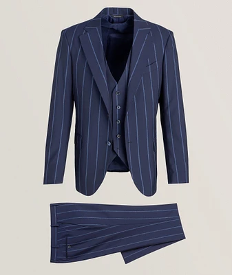 Wide Stripe Wool Three-Piece Suit