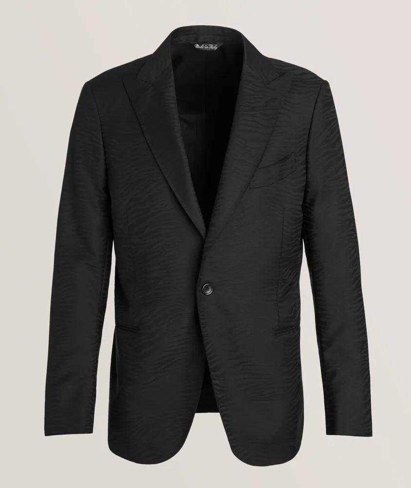 Tonal Zebra Jacquard Virgin Wool Cocktail Jacket