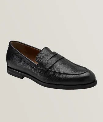 Pebbled Leather Penny Loafers