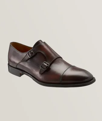Burnished Leather Double Monk-Strap