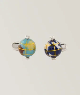 Rotating Globes T-Bar Cufflinks