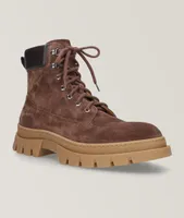Suede & Leather Lace-Up Hiker Boots