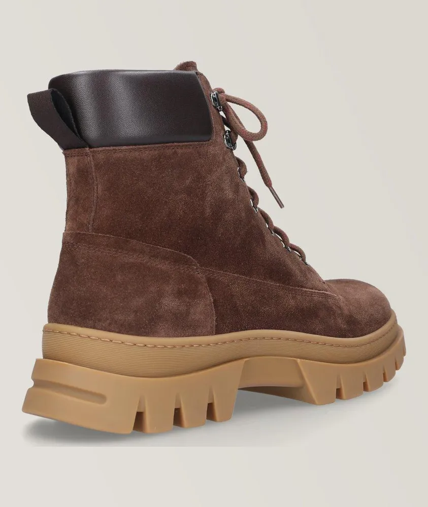Suede & Leather Lace-Up Hiker Boots