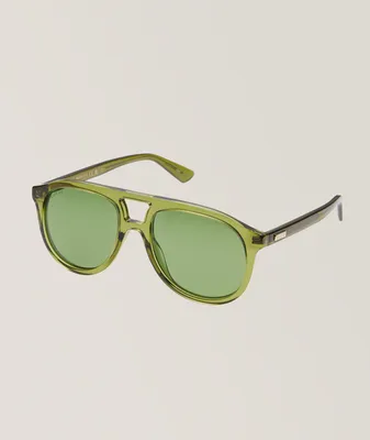 Shiny Transparent Acetate Pilot Frame Sunglasses