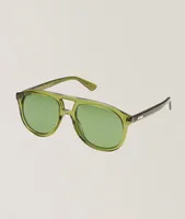 Shiny Transparent Acetate Pilot Frame Sunglasses