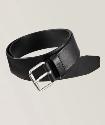 Serge Pebbled Leather Pin-Buckle Belt