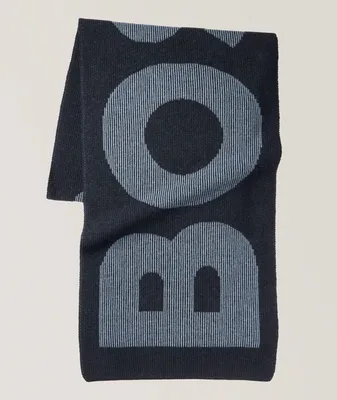 Logo Knit Cotton-Wool Scarf