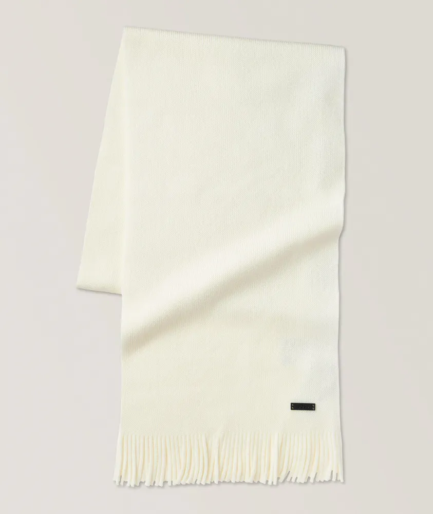 Raschel Knit Fringed Wool Scarf