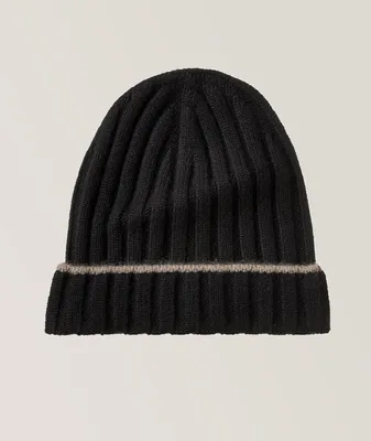 Contrast Trim Knit Cashmere Toque