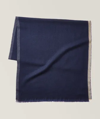 Wool-Cashmere Blend Scarf With Contrast Trim