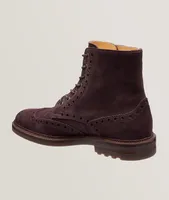 Suede Wingtip Lace-Up Boots