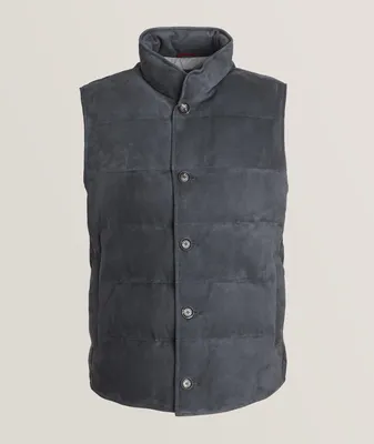 Down-Filled Suede Leather Vest