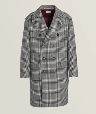 Houndstooth Virgin Wool Double Breasted Overcoat