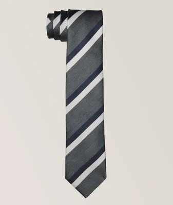 Striped Pattern Silk-Wool Tie