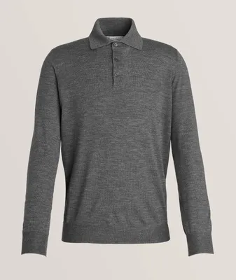 Long-Sleeve Wool-Cashmere  Knit Polo