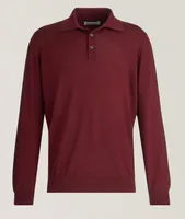 Long-Sleeve Wool-Cashmere Polo