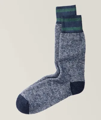 Striped Cuff Wool-Blend Socks
