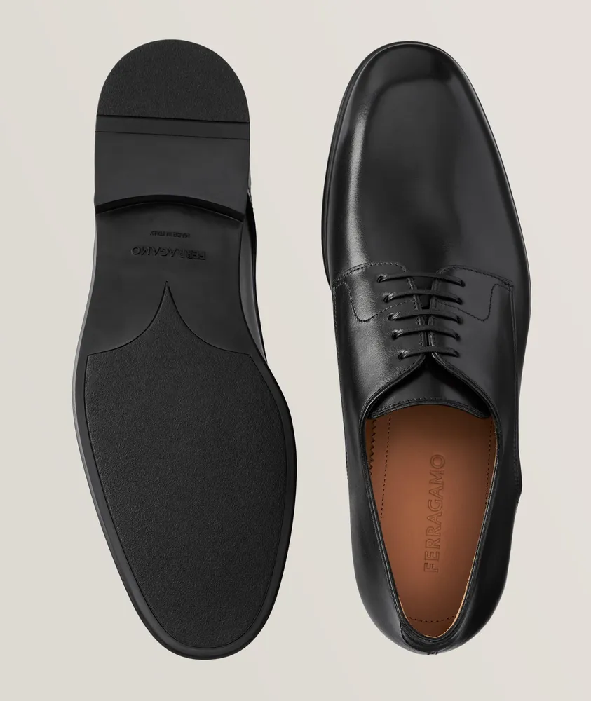 Fosco Polished Leather Plain-Toe Derbies