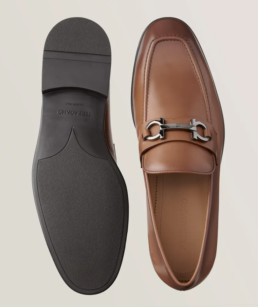 Foster Gancini Bit Burnished Leather Loafers