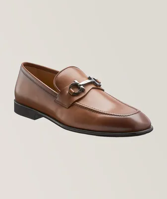 Foster Gancini Bit Burnished Leather Loafers