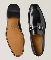 Finley Double Gancini Bit Polished Leather Loafers