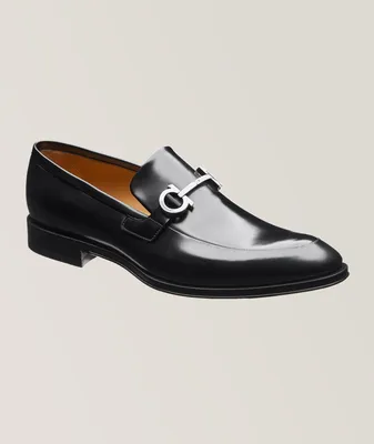 Finley Double Gancini Bit Polished Leather Loafers