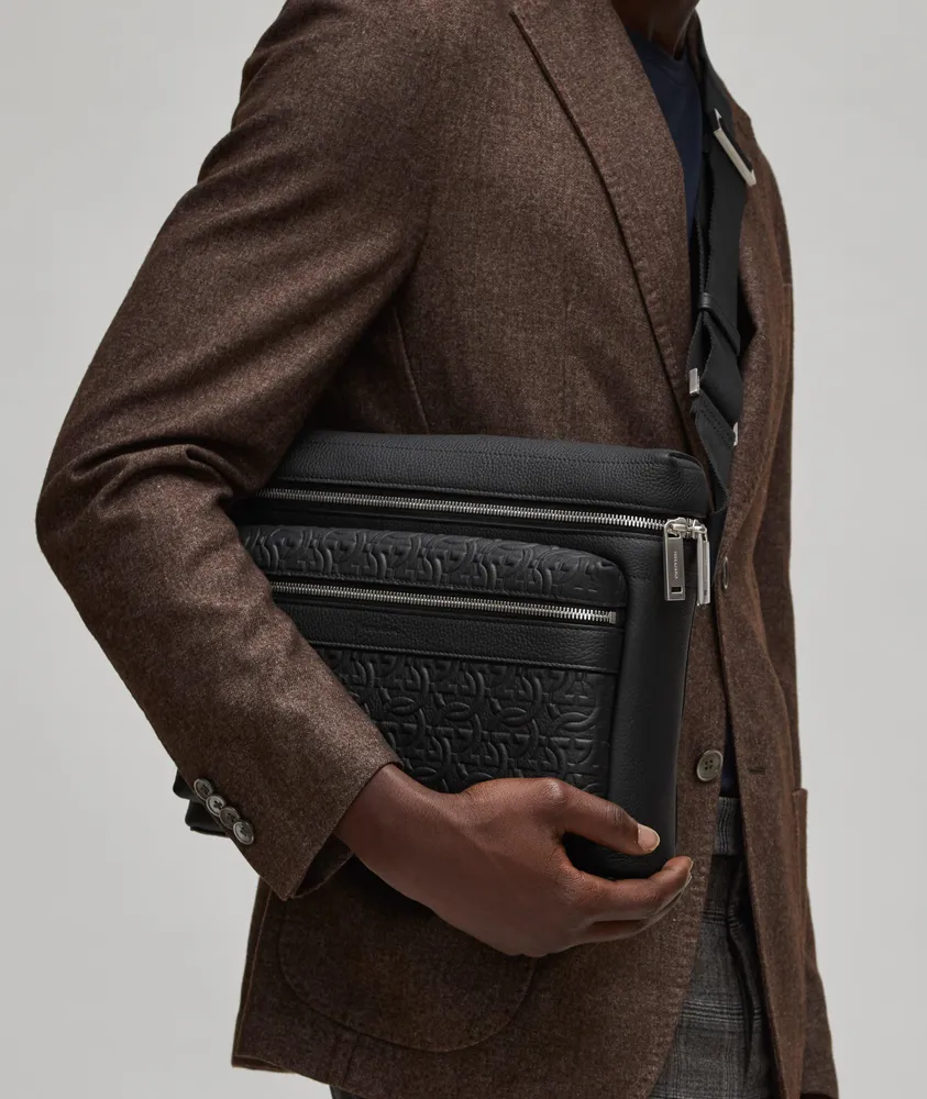 City Embossed Calfskin Leather Messenger Bag