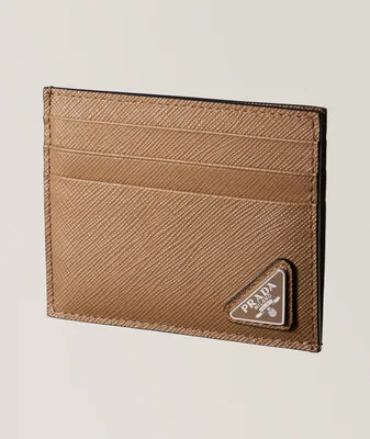 Triangolo Logo Plaque Saffiano Leather Cardholder