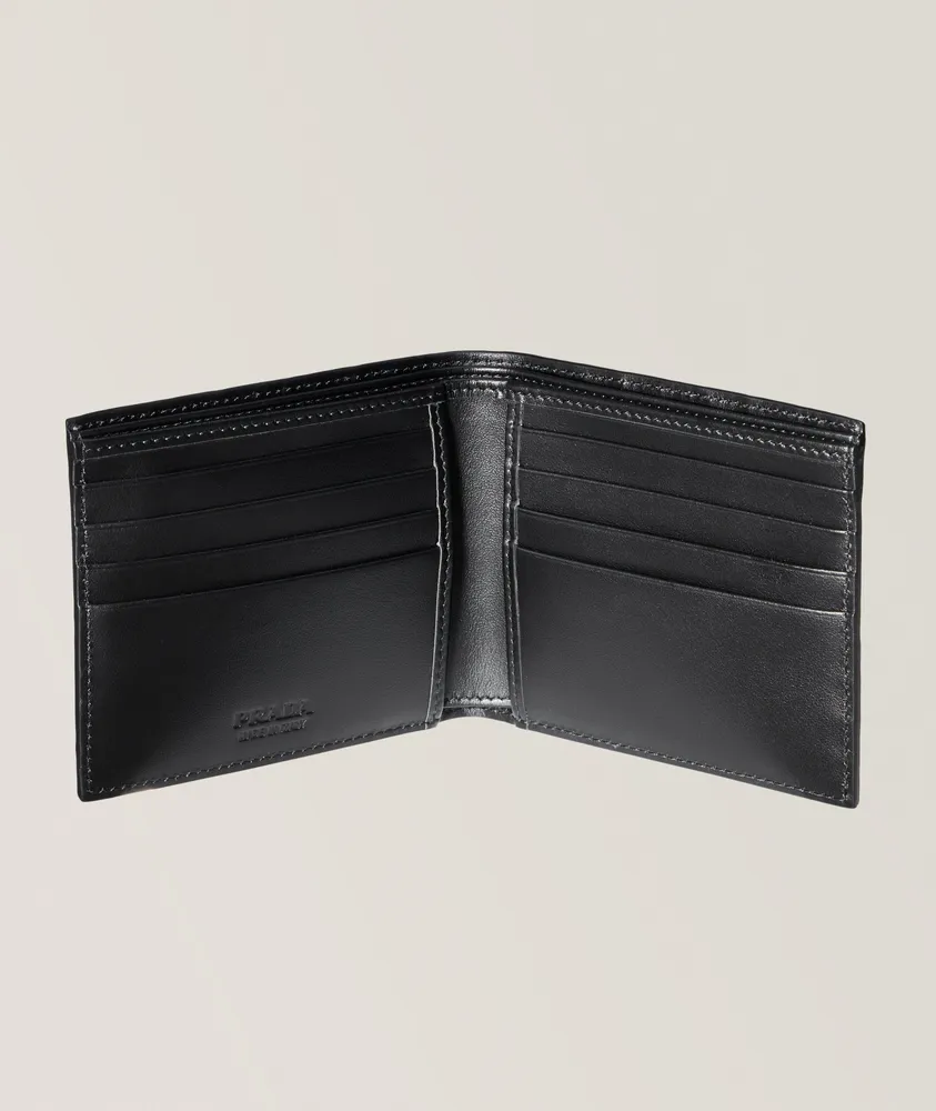 Embossed Triangle Quilted Leather Bi-Fold Wallet