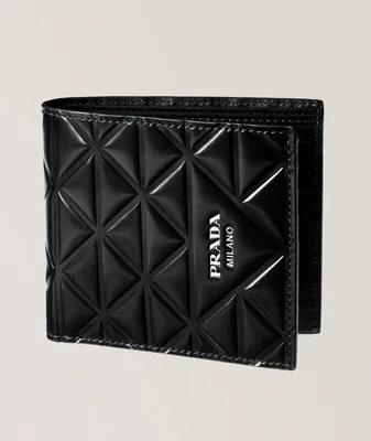 Embossed Triangle Quilted Leather Bi-Fold Wallet