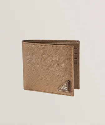 Triangolo Logo Plaque Saffiano Leather Bifold Wallet