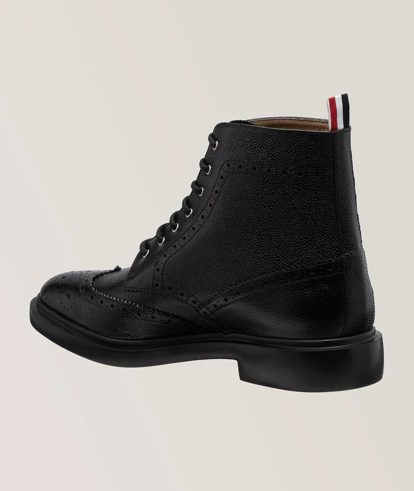 Pebble Grain Leather Lace-up Boots