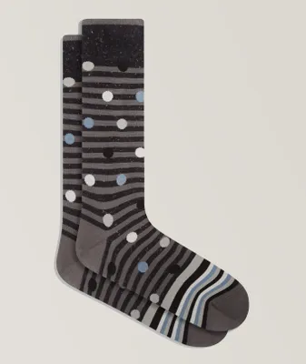 Polka Dot Striped Stretch-Cotton Socks