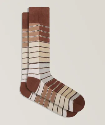 Colourblock Striped Stretch-Cotton Socks