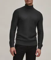 Diagonal Knit Merino Wool Turtleneck