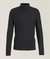 Diagonal Knit Merino Wool Turtleneck