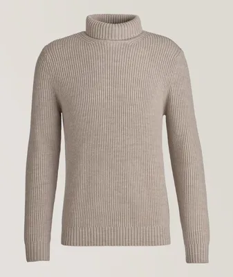 Merino Wool Ribbed Knit Turtleneck