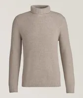 Merino Wool Ribbed Knit Turtleneck