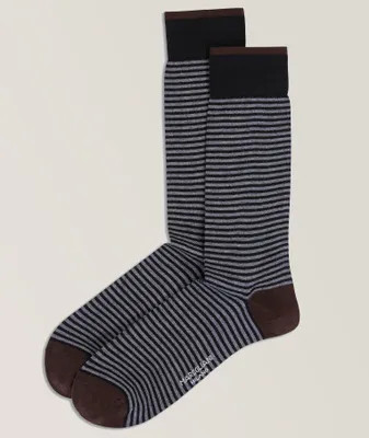 Palio Striped Pima Cotton-Blend Dress Socks