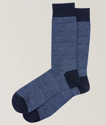 Micro Striped Merino Wool-Blend Dress Socks
