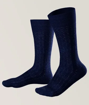 Mini-Check Pima Cotton-Blend Casual Sneaker Socks
