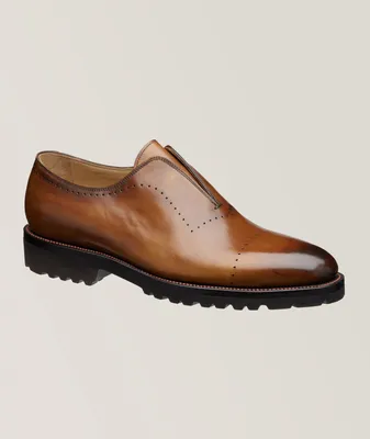 Burnished Calf Leather Slip-Ons