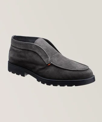 Suede Fur Lined Slip-On Half Boots