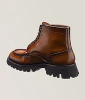 Burnished Spazzolato Leather Lace-Up Boots