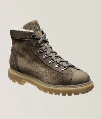 Grain Nubuck Leather Shearling Lined Hiking Boot
