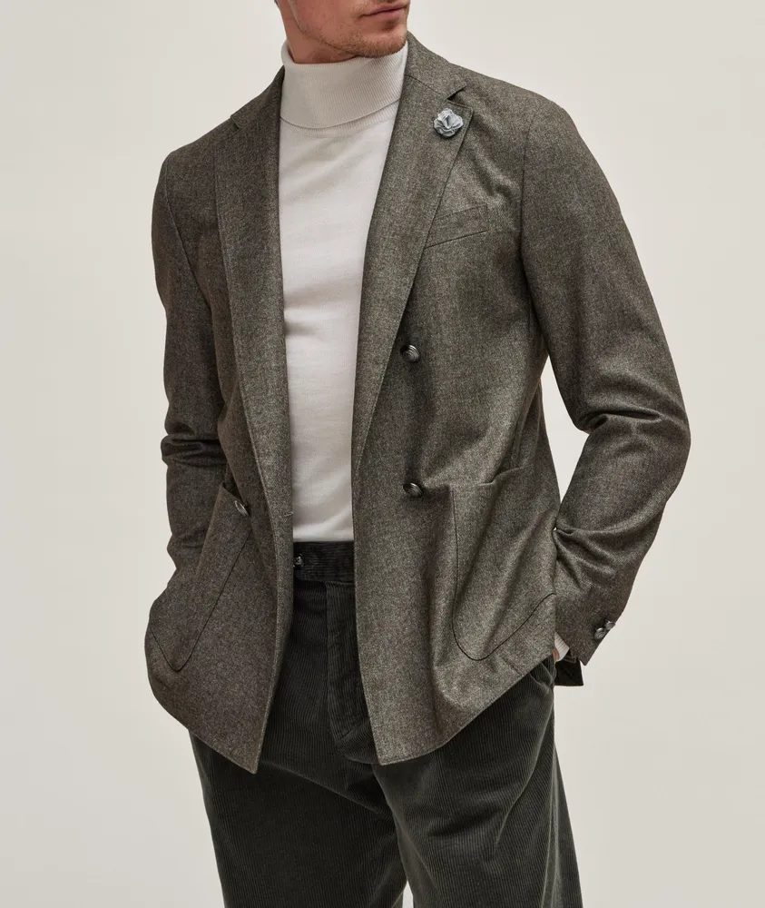 Slim Fit Double Breasted Stretch-Wool Sport Jacket