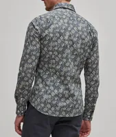 Slim Fit Floral Pattern Stretch-Cotton Sport Shirt