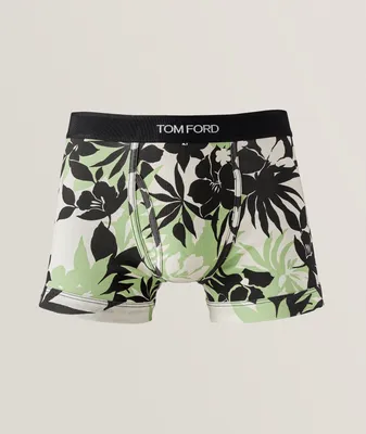 Tropical Floral Stretch Cotton Jersey Boxer Briefs