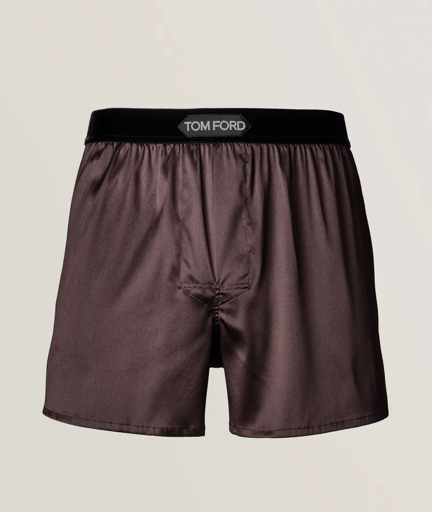 Solid Stretch-Silk Boxers