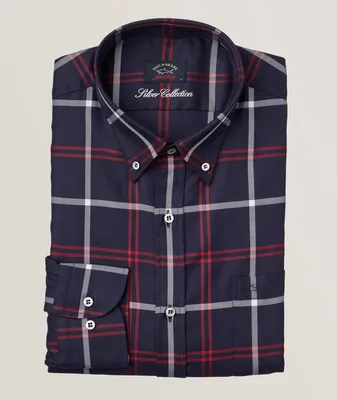 Button-Down Collar Checked Cotton Sport Shirt